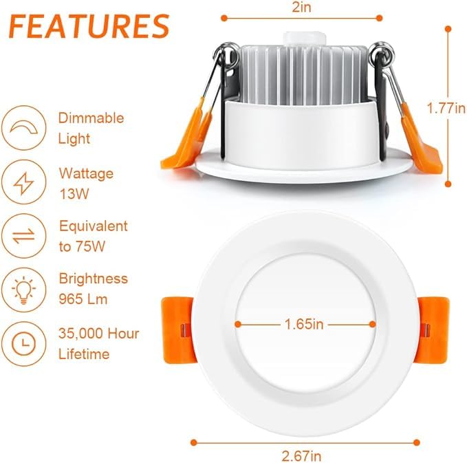 6 Pack 2 Inch Led Recessed Lighting  Downlight Dimmable 3W (35W Equivalent)  3000K Warm White  Cri80  Recessed Light Fixtures With Led Driver