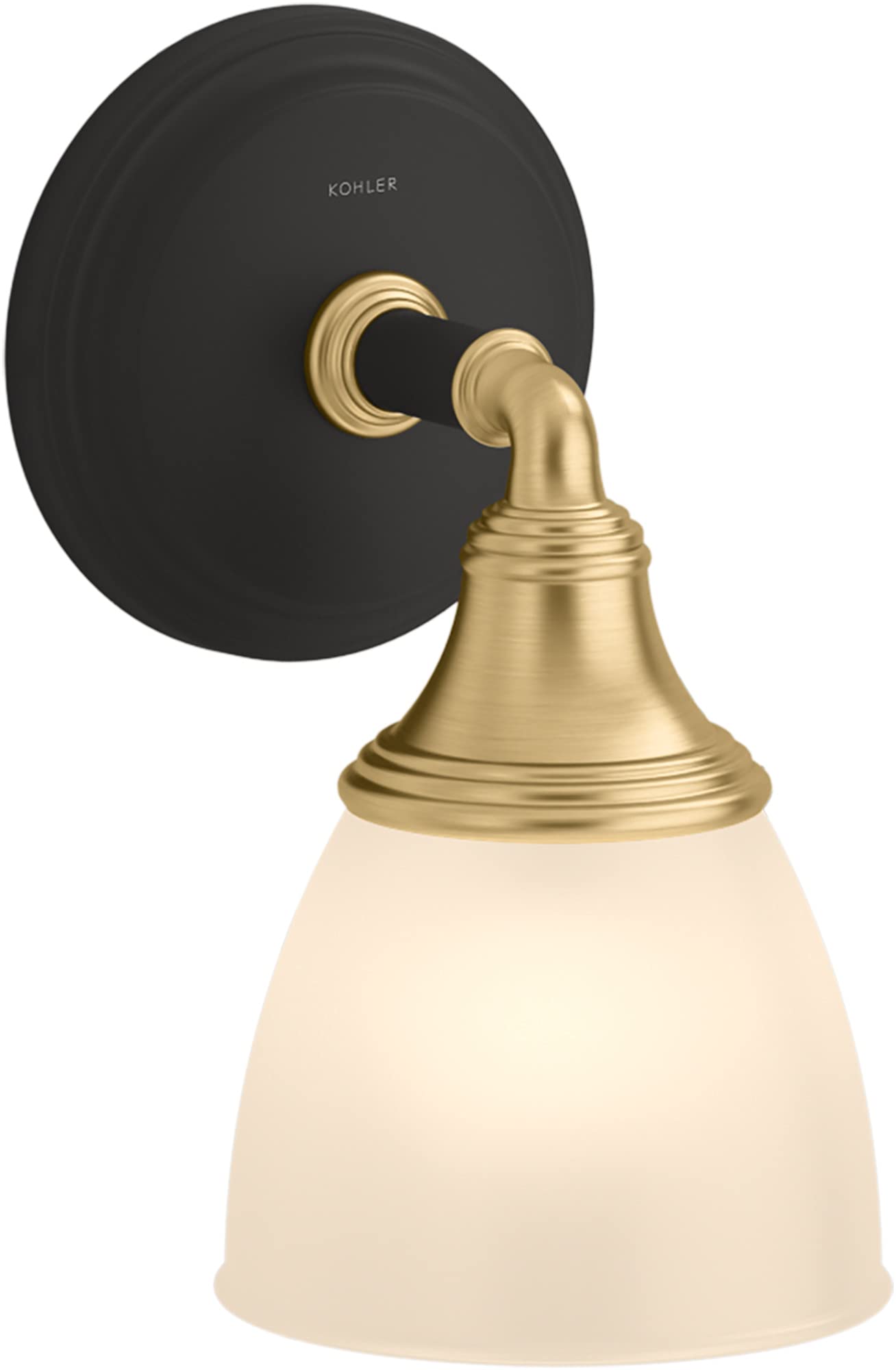 KOHLER Devonshire Bathroom Vanity Light Fixture, 1 Light, Metal, Black with Brass Trim, Model 10570-BML