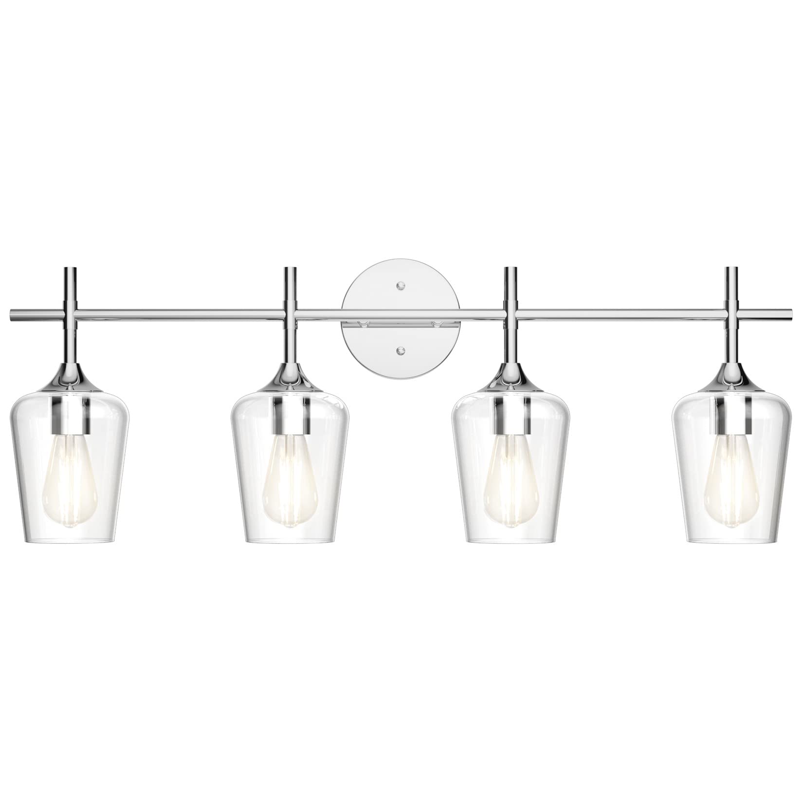 Ralbay Chrome Bathroom Vanity Light 4-Light Industrial Fixture Clear Glass Model 2031