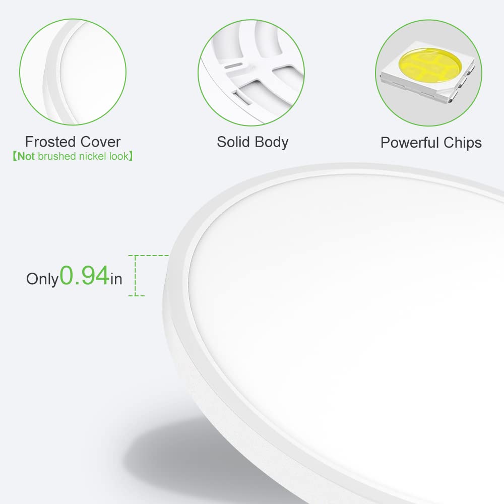 Lightingwill 24 Inch Led Flush Mount Ceiling Light Fixture, 2800K Warm White, 5600Lm, 45W, Flat Modern Round Lighting Fixture, 4