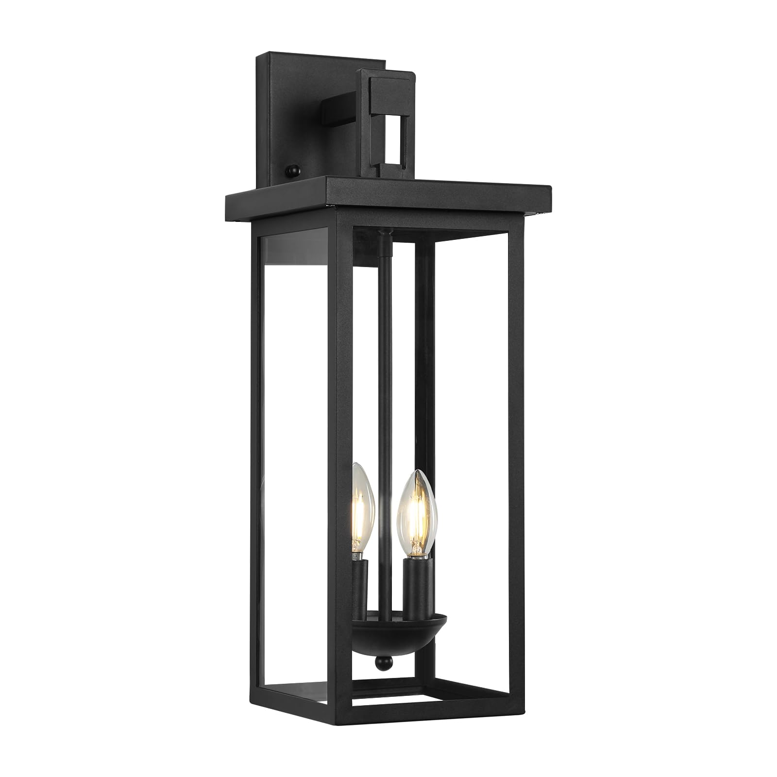 tewei 1 Pack Large Size Outdoor Wall Lantern Exterior Wall Light Fixture, 22 Inch Matte Black Porch Light Waterproof Outdoor Lig