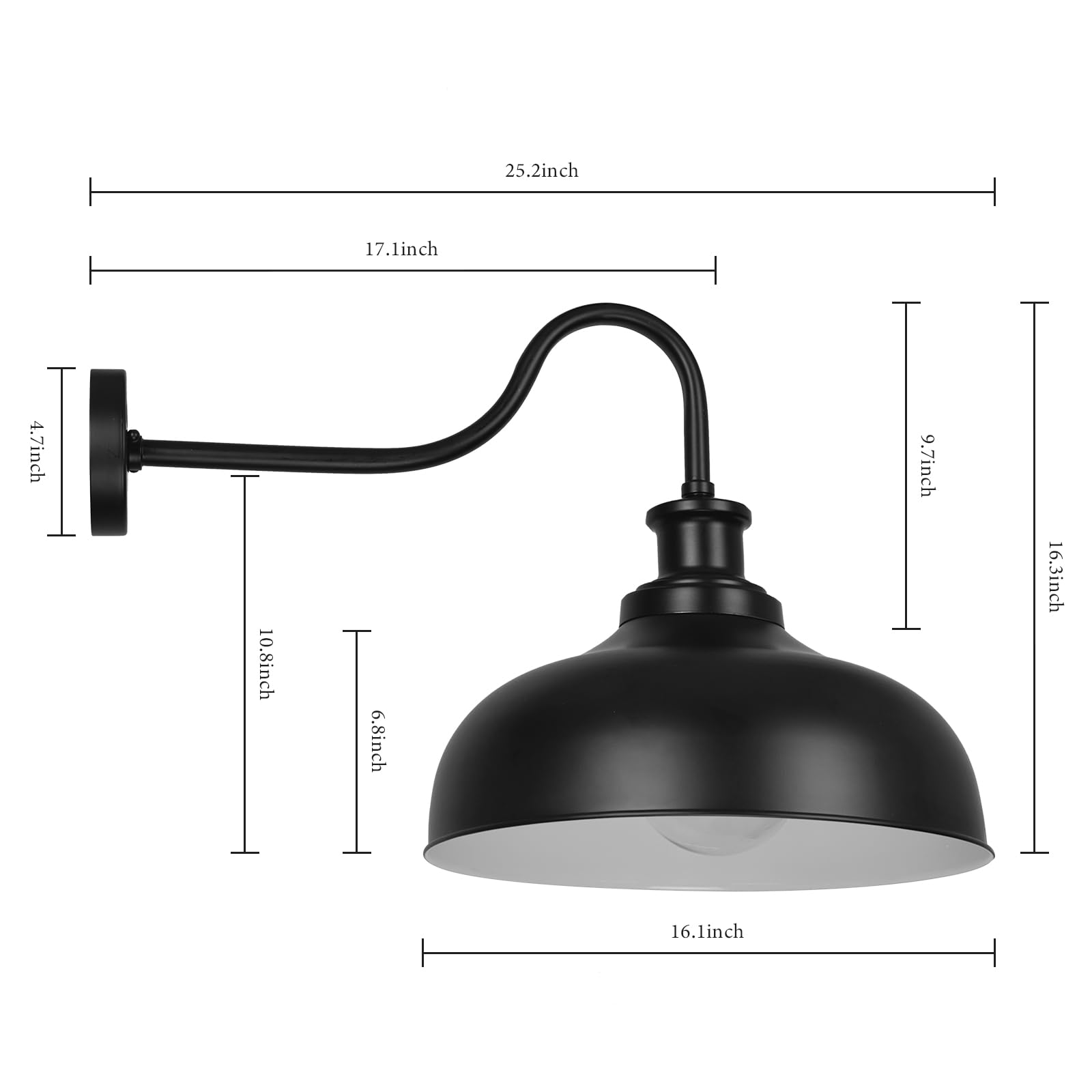 Diyel Outdoor Barn Light 16 Inch Dome Outdoor Wall Sconce Farmhouse Exterior Wall Mount Light Vintage Wall Lighting Fixture Industrial Black Wall Lantern For Porch  Entryway  Garage  3 Pack