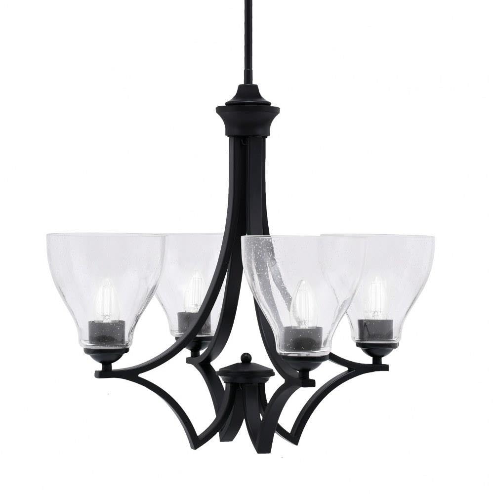 Toltec Lighting 564-MB-4760 Zilo - 4 Light Uplight Chandelier-19.75 Inches Tall and 21.25 Inches Wide, Finish Color: Matte Black, Glass Color: Clear Bubble