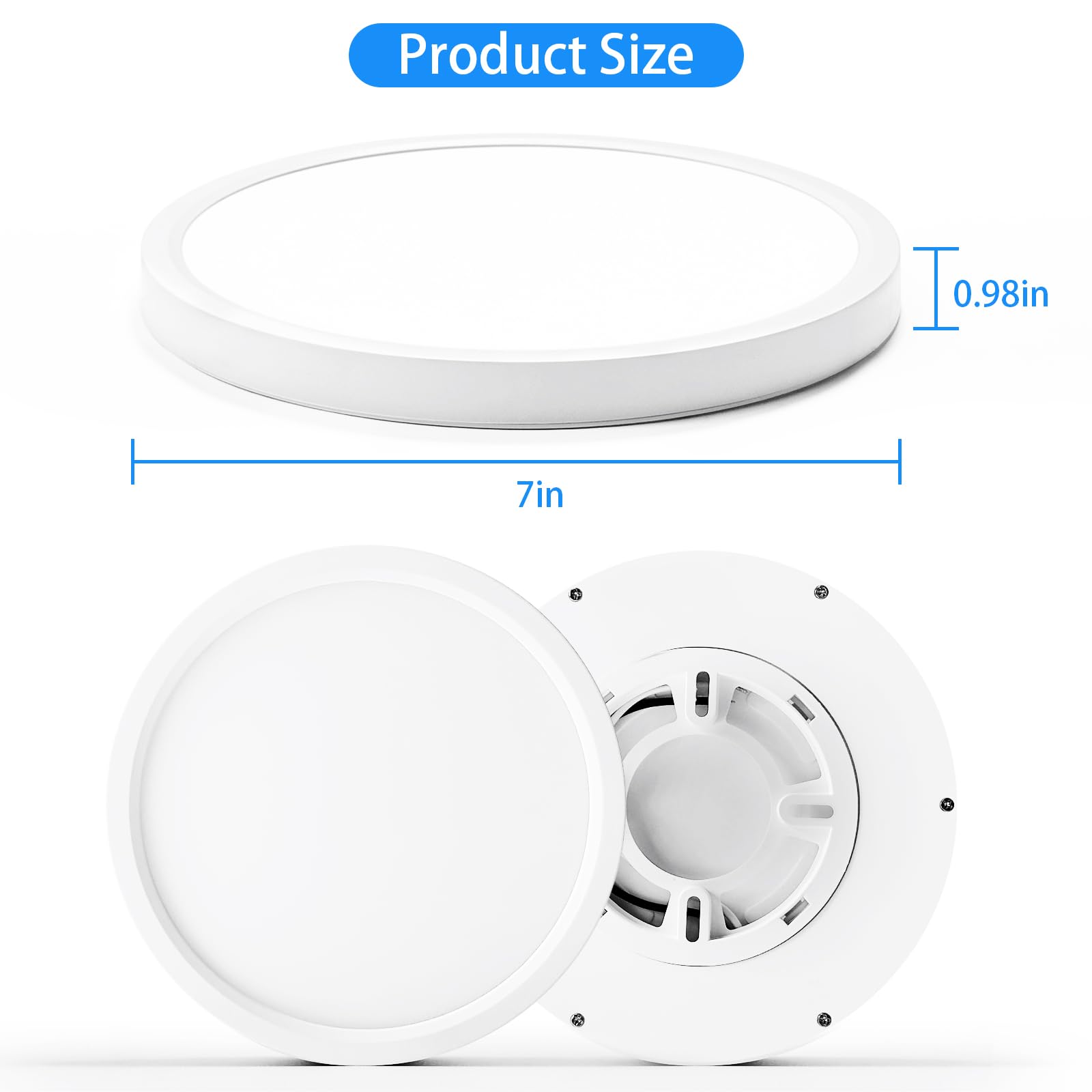 MOONSEA LED Flush Mount Ceiling Light, 7 inch, 6500K Daylight, White, Model BG-LT0116, Super Slim Design for Bedroom, Living Room, Dining Room