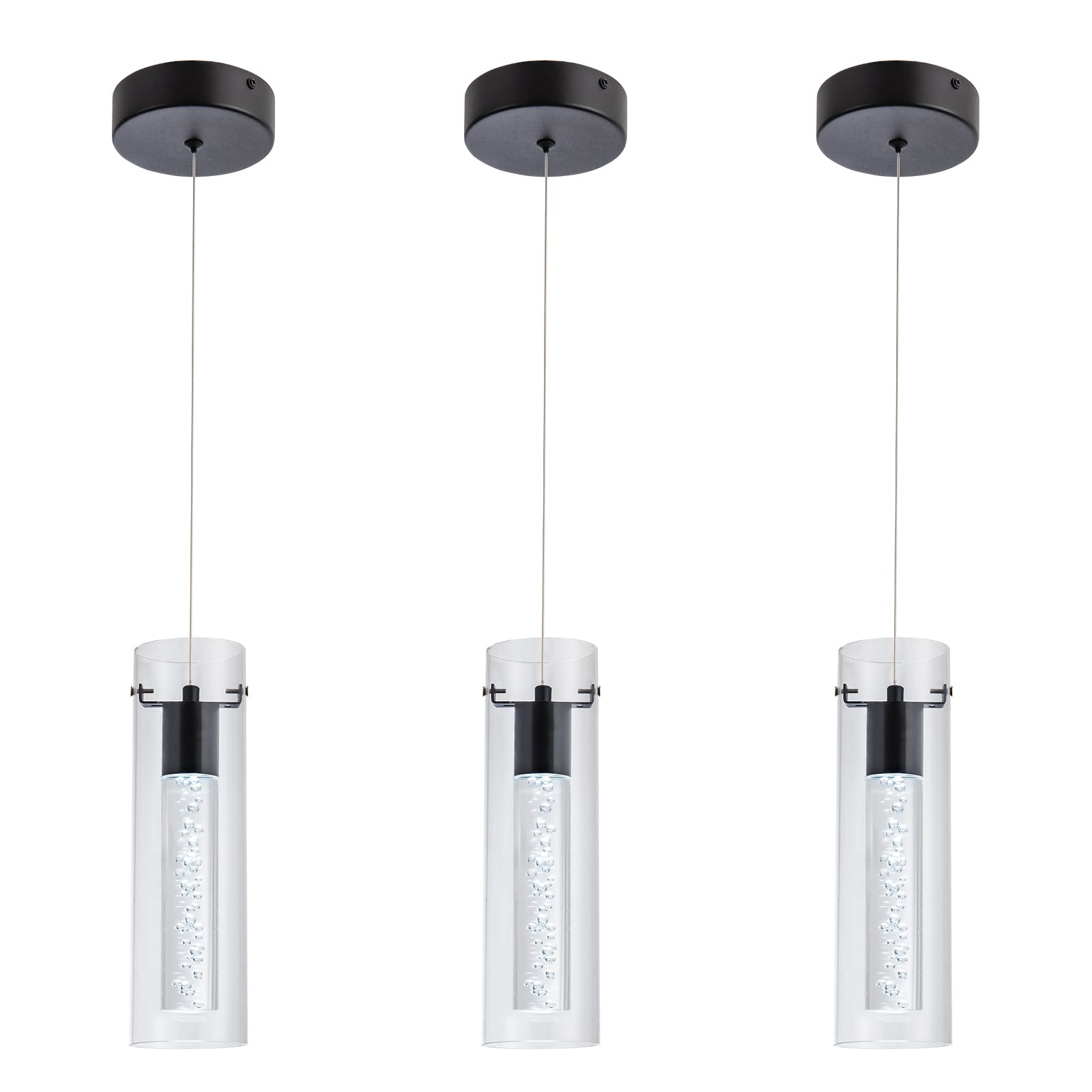 votag Mini Pendant Lights 3-Pack 24W CRI80 1920 Lumen 6000K Black Aluminum Model PI-0172A1-24W3-BK