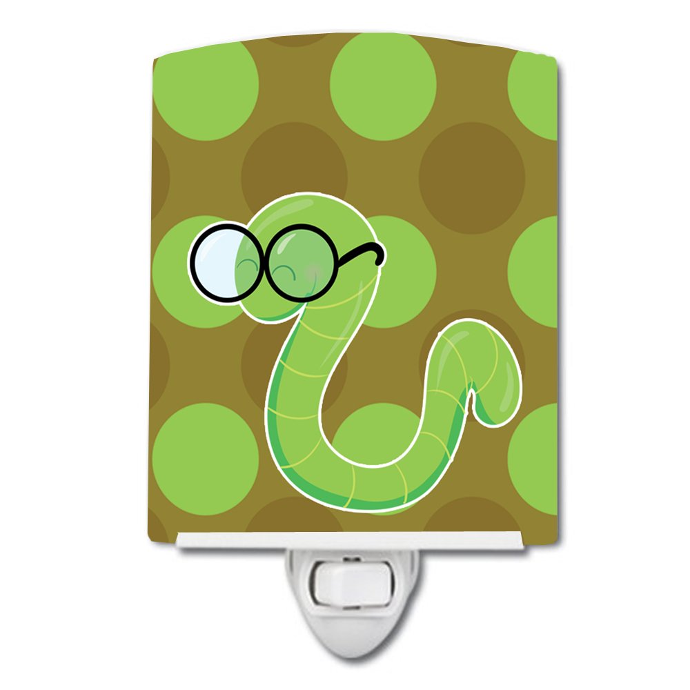 Carolines Treasures BB9031CNL Back to School Worm Ceramic Night Light Compact, ULCertified, Ideal for Bedroom, Bathroom, Nurse