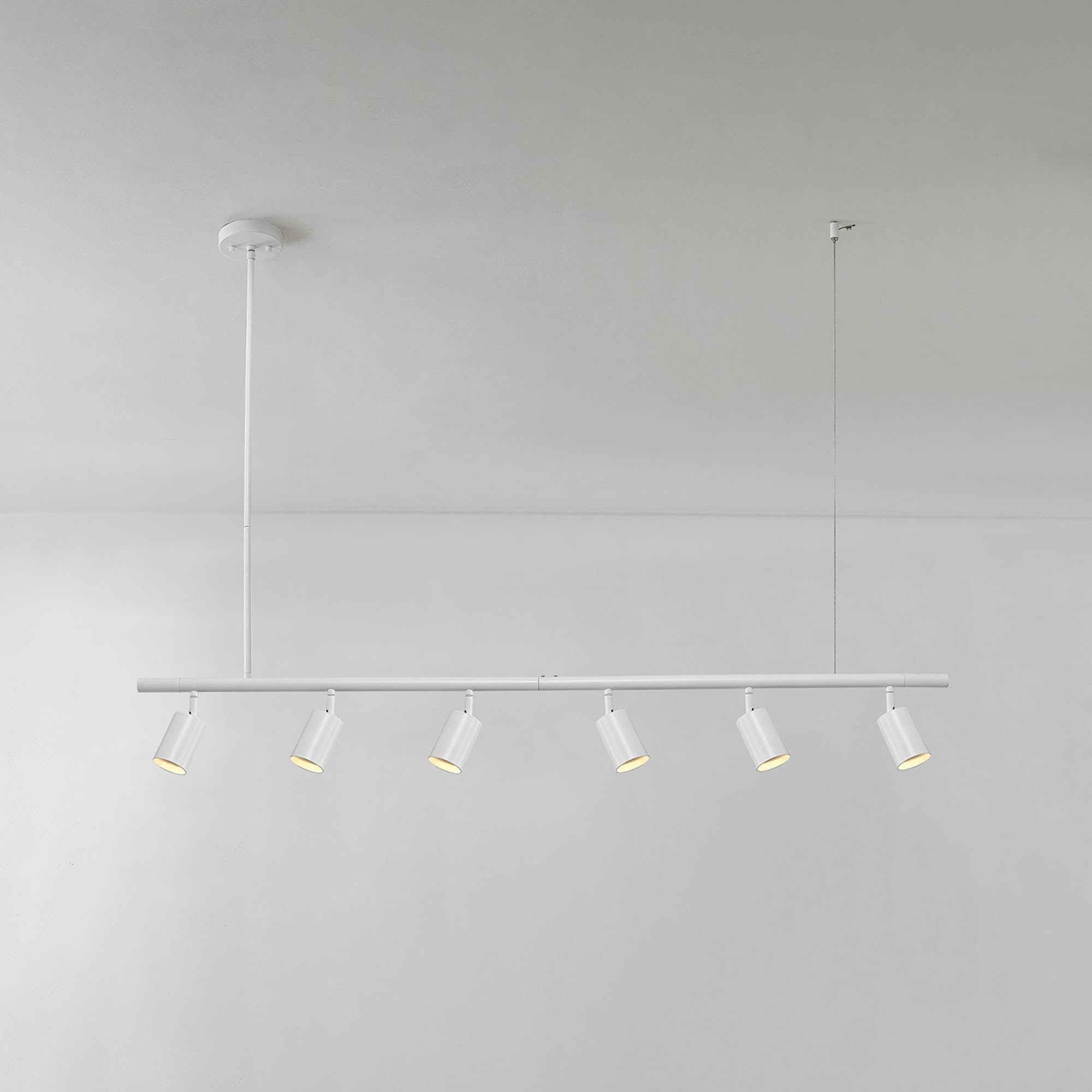 Globe Electric 64000124 55'' 6-Light Adjustable Height Track Lighting, Matte White, Pivoting Track Heads