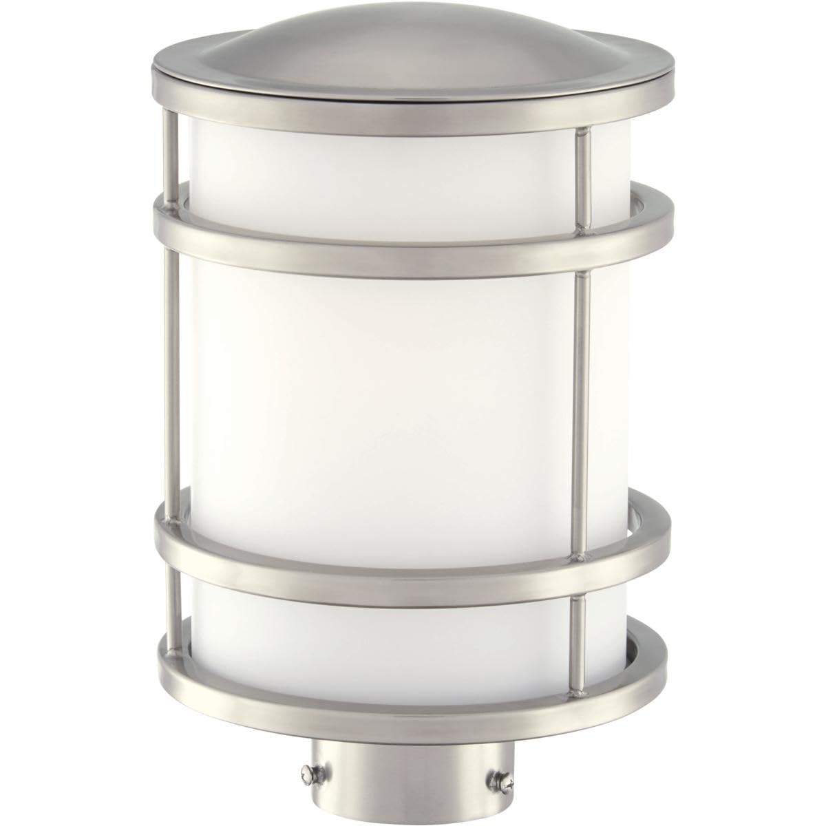 The Great Outdoors 9806-144 Bay View Outdoor Post Mount, 1-Light, 100 Total Watts, 8-in H x 12.25-in W, Brushed Stainless Steel