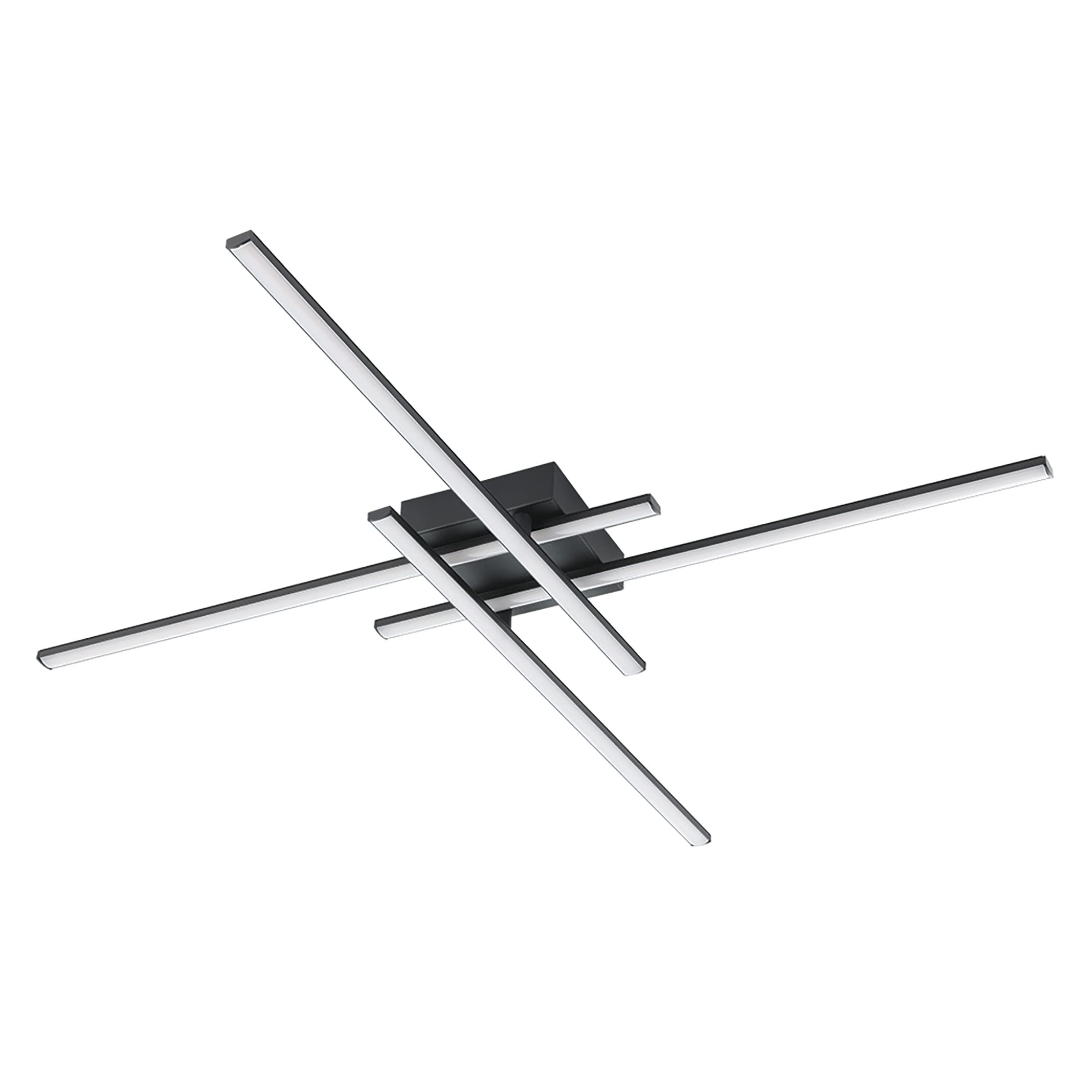 EGLO Lapiz - 4-Light Integrated LED Ceiling Light - Structured Black Finish - White Diffuser