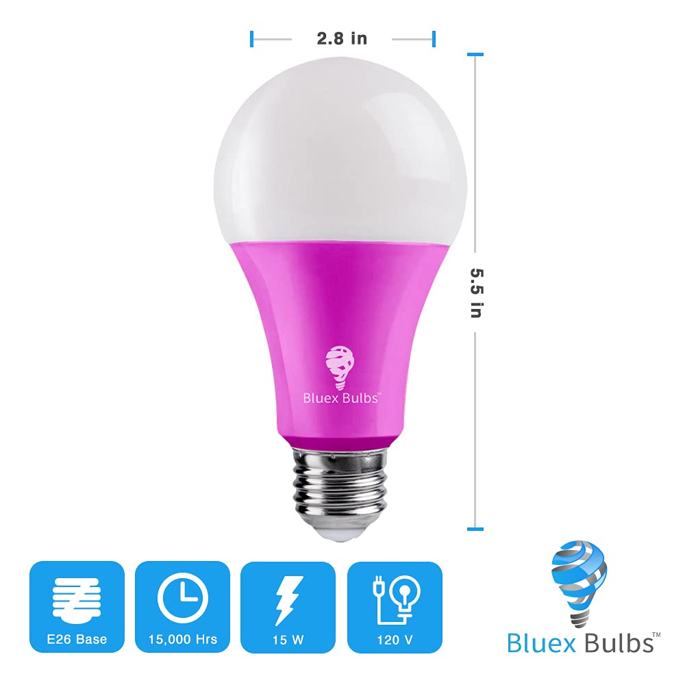 Bluex Bulbs 2 Pack Pink LED A21 Light Bulbs 15W E26 Base for Home & Party Decoration