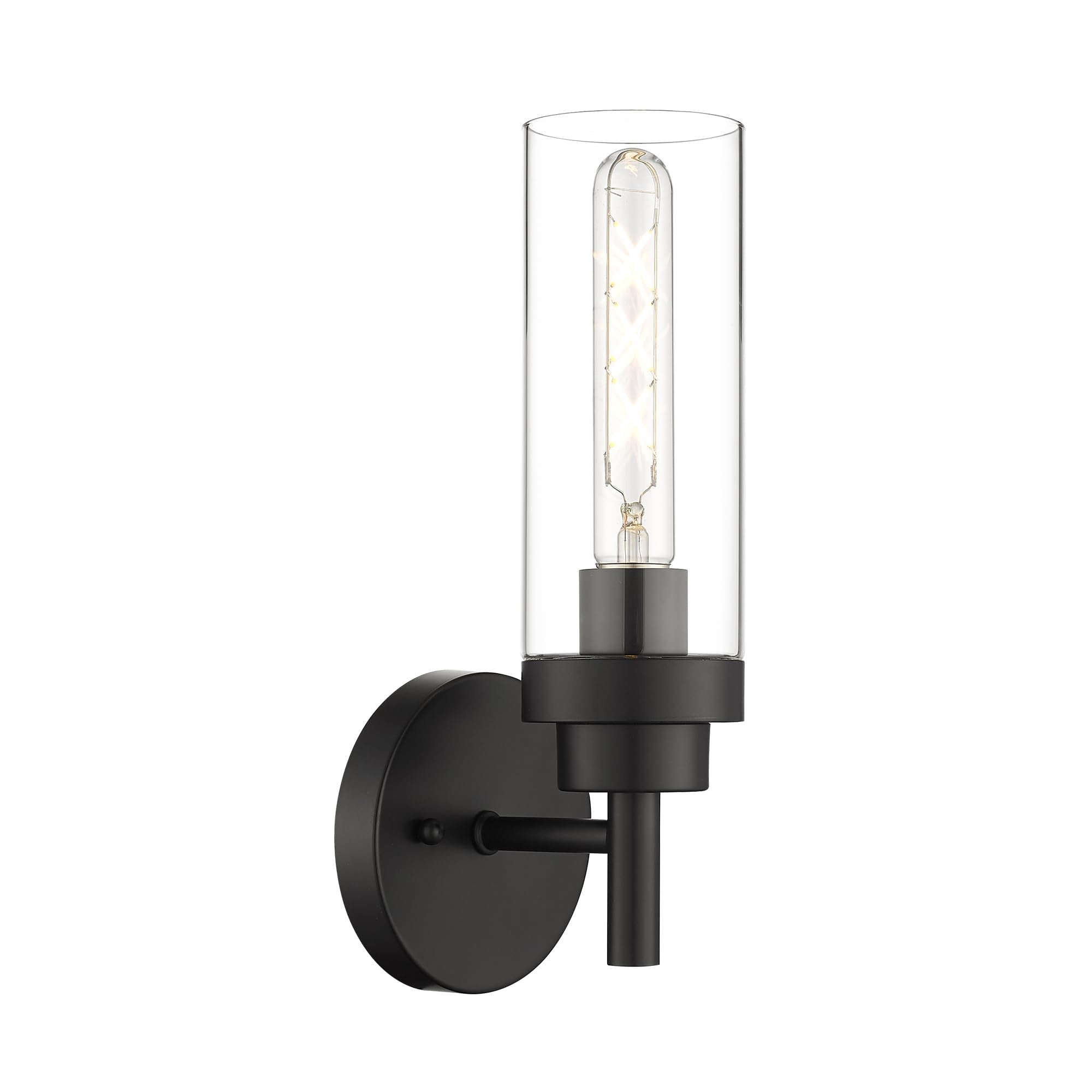Emak Modern Black Wall Sconce, 1 Light Wall Lights With Clear Glass Shade, Farmhouse Vanity Lights For Bathroom, Mirror, Hallway