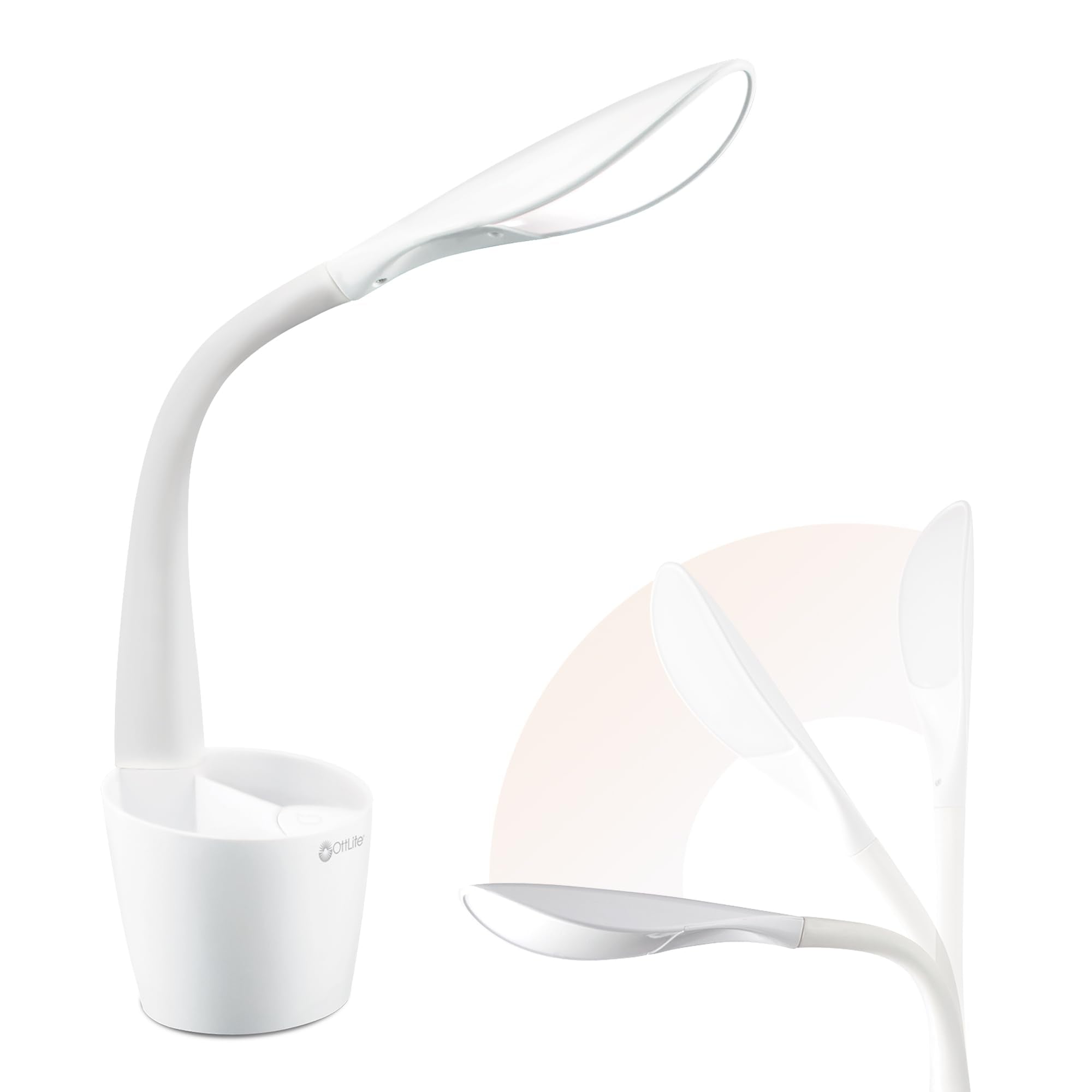 OttLite LED Desk Lamp Space Organizer with Flexible Neck Height - 4 Brightness Settings with Touch Activated Controls, Energy-Ef