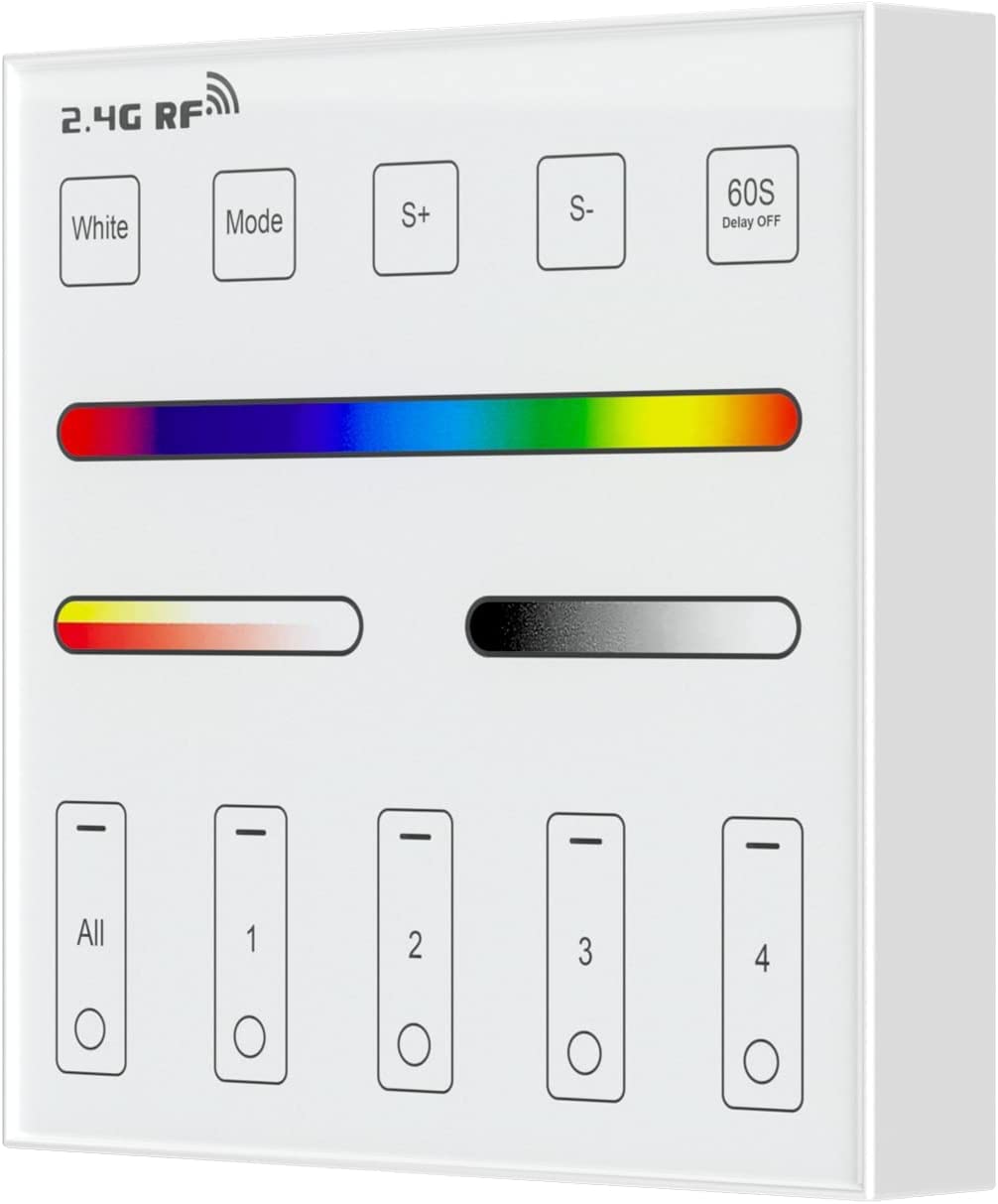 BTF-LIGHTING MiBoxer B3 Wireless RGB/RGBW Remote Panel, 2.4G RF, Wall Mounted, White, Powered by 2XAAA Batteries