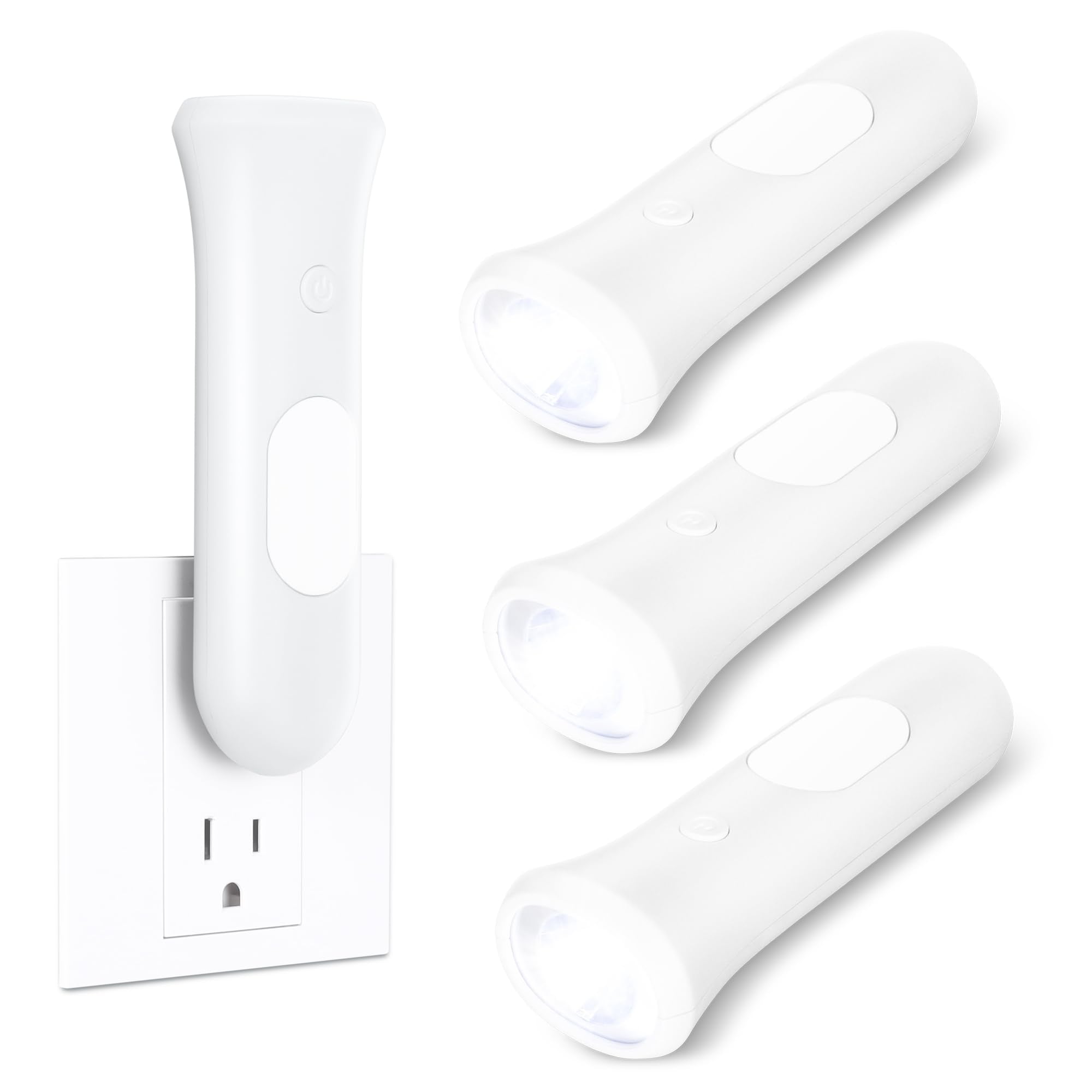 ROSSEX 4 in 1 Emergency Power Failure Lights for Home, 3 Pcs Rechargeable LED Flashlight, Automatic Turn-On Power Outage Light P