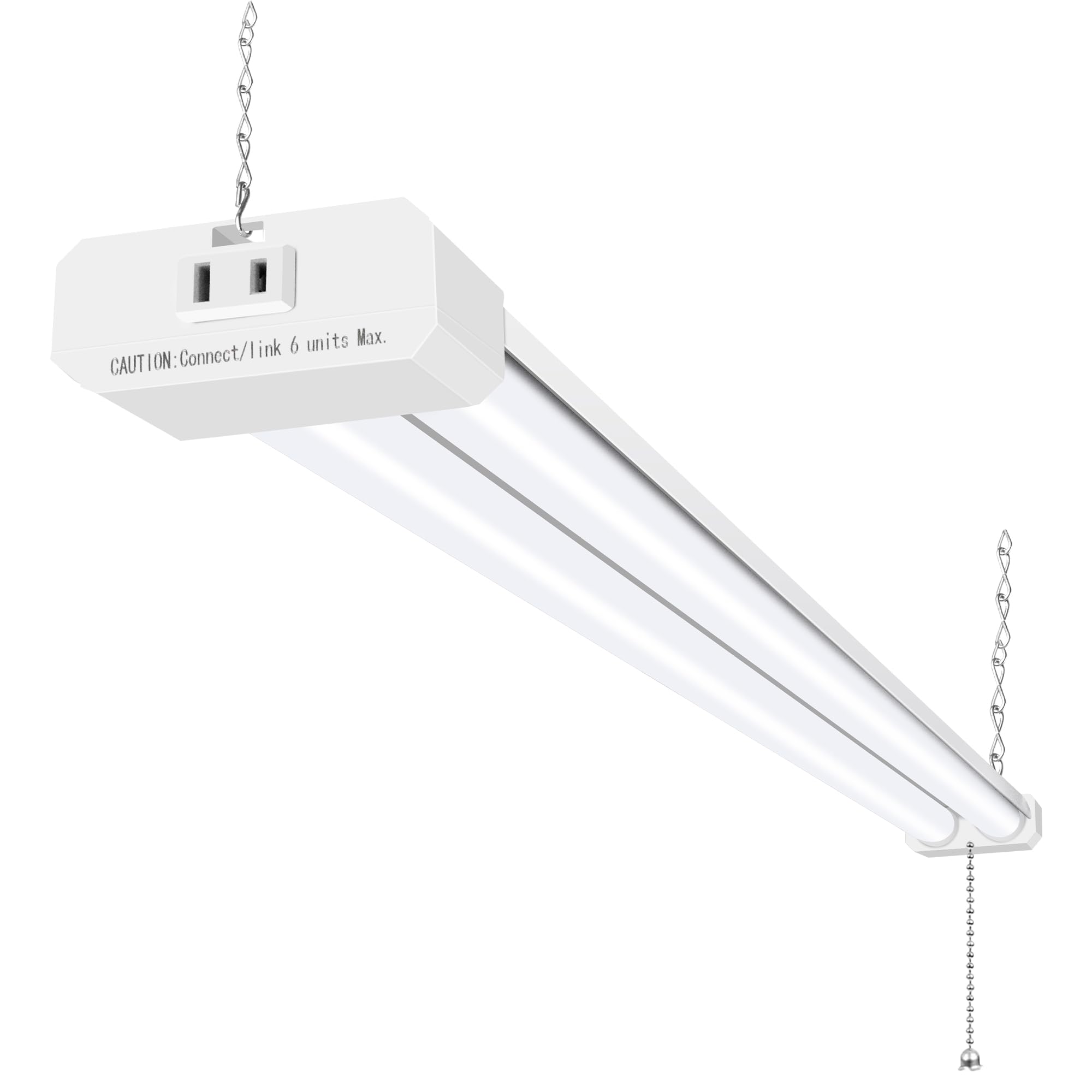 5000K LED Shop Light Linkable, 4FT Daylight 42W LED Ceiling Lights for Garages, Workshops, Basements, Hanging or FlushMount, Included Power Cord and Pull Chain, 4400lm, ETL- 1 Pack