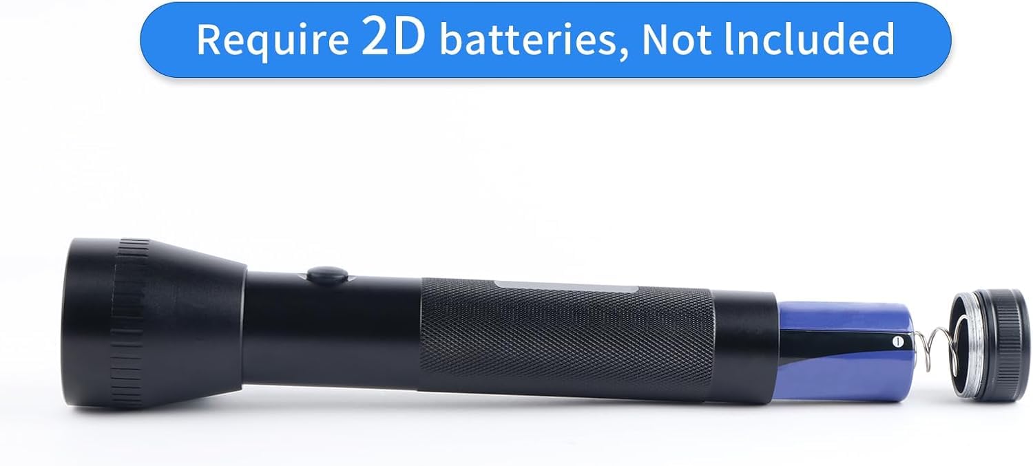 Hilngav 9 Pack Heavy Duty 2-Cell D Battery Flashlights, High Lumens, Aluminum, Black, Model s008-a