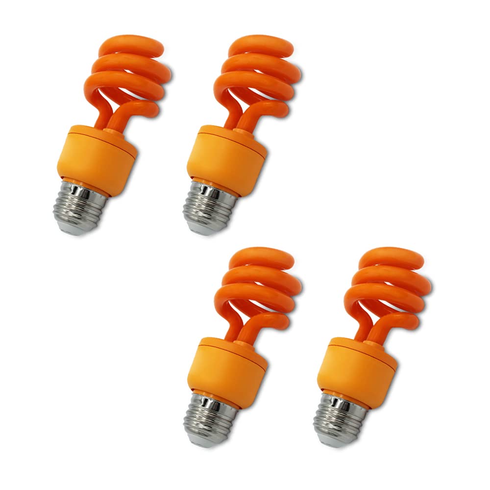 Lumenivo 13W Spiral Cfl Orange Light Bulb Outdoor Orange Light Bulb For Patio, Porch, Halloween Party - E26 Medium Screw Base - 