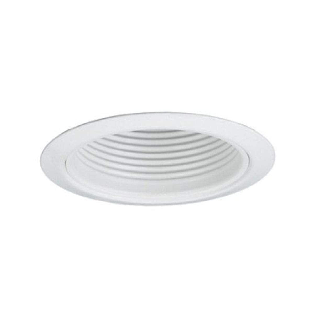 Jesco Lighting TM5509WHWH Recessed Light, 5-Inch, Metal Step Baffle, All White Finish, Diameter: 6-1/4in