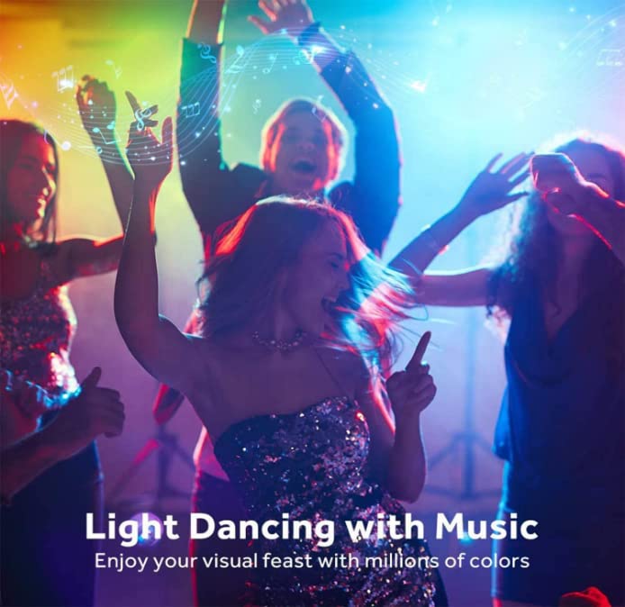 CHARKEE 100ft Bluetooth LED Strip Lights, IP65 Waterproof, RGB Color Changing, Remote Control, Multicolor, Model CH55NW3100B