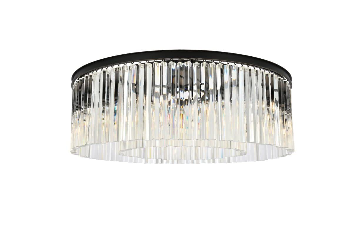 Elegant Lighting Sydney Collection 10-Light Flush Mount with Royal Cut Crystals, Mocha Brown Finish