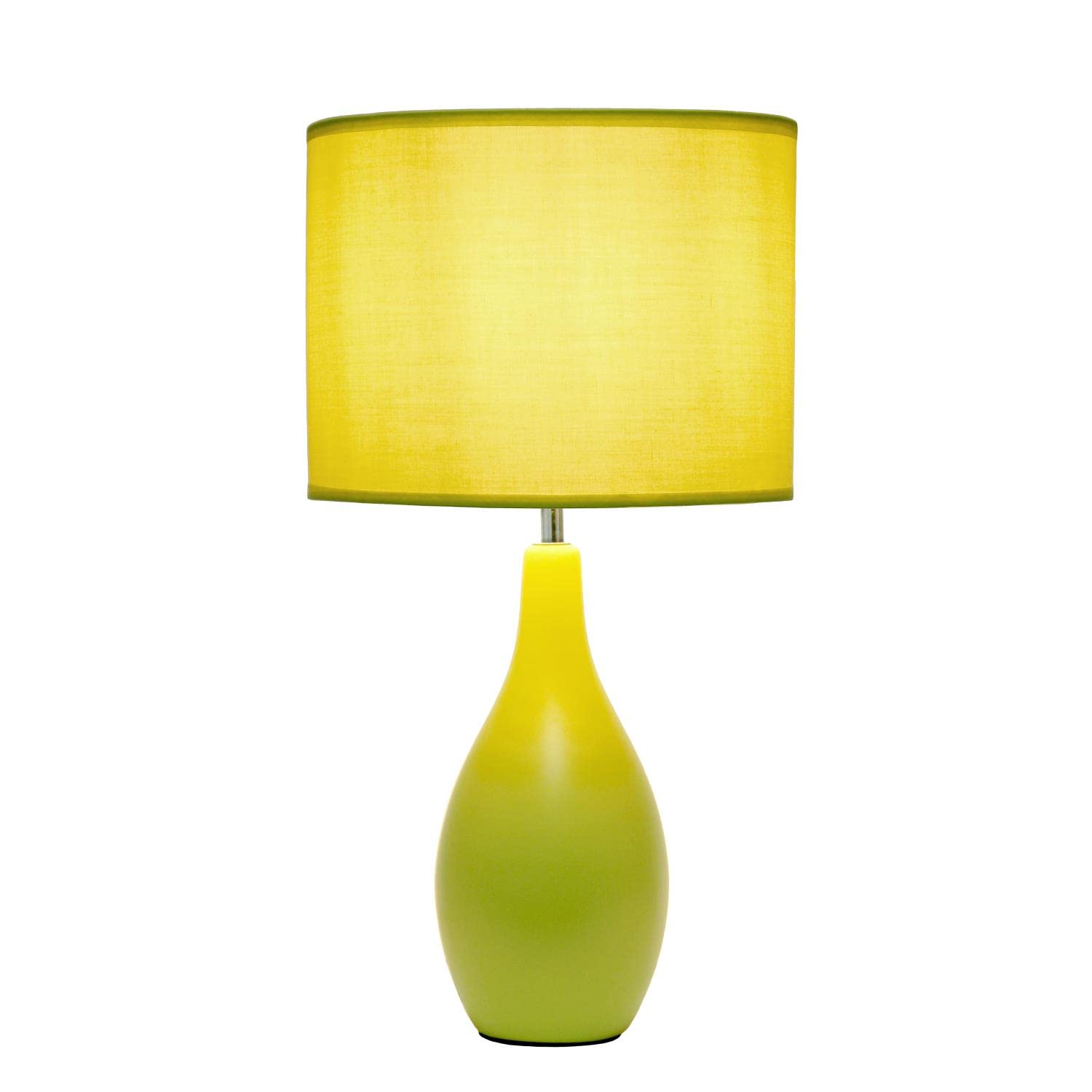 Creekwood Home Green Ceramic Dewdrop Table Desk Lamp With Fabric Shade, 18.11&quot;