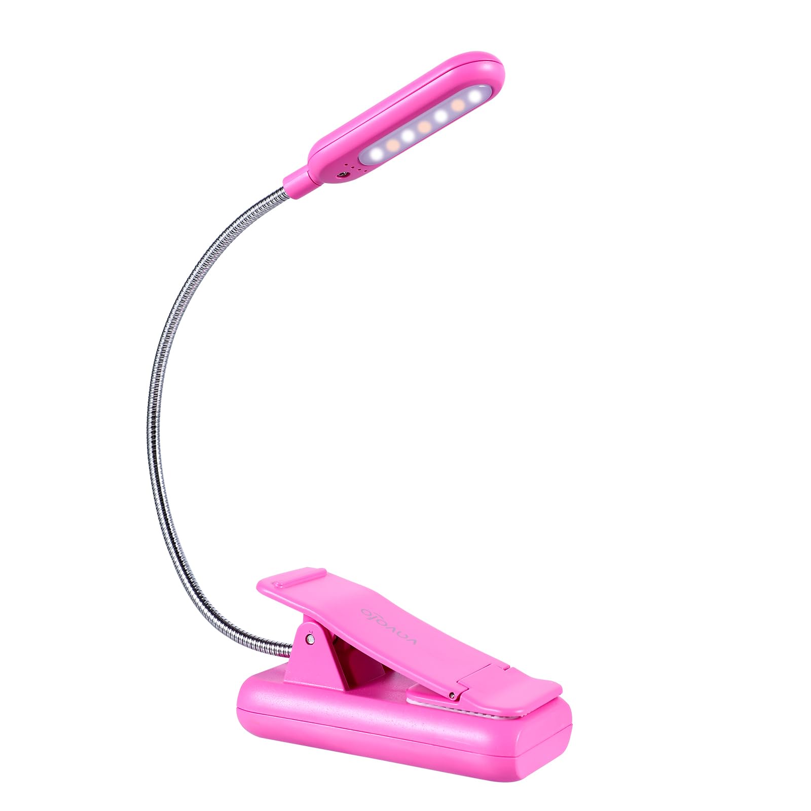 VAVOFO Rechargeable Book Light, 7 LED, 9-Level Warm Cool White, Eye Care Lamp, Rose, Model KM-6720