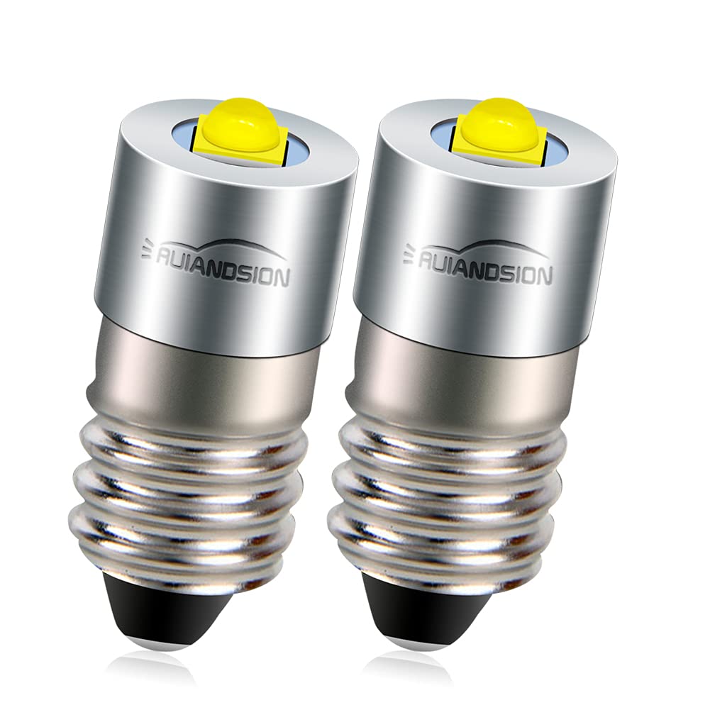 Ruiandsion E10 Base Led Flashlight Bulb 6-24V 6V 9V 12V 18V 19.2V 24V Upgrade For Flashlights Torch Bike Work Lights,Non-Polarit