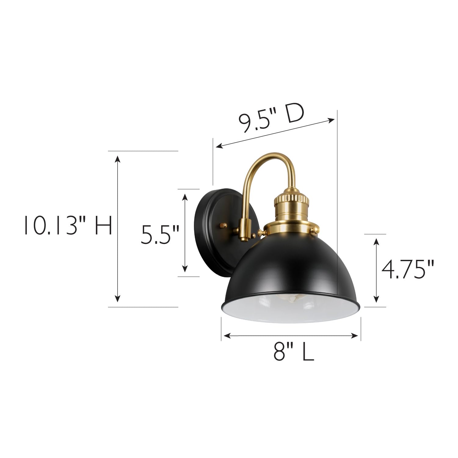 Design House 588301-Bgd Savannah Farmhouse 3-Light Indoor Bathroom Vanity Light Dimmable Matte Black Metal Shade With Gold Trim