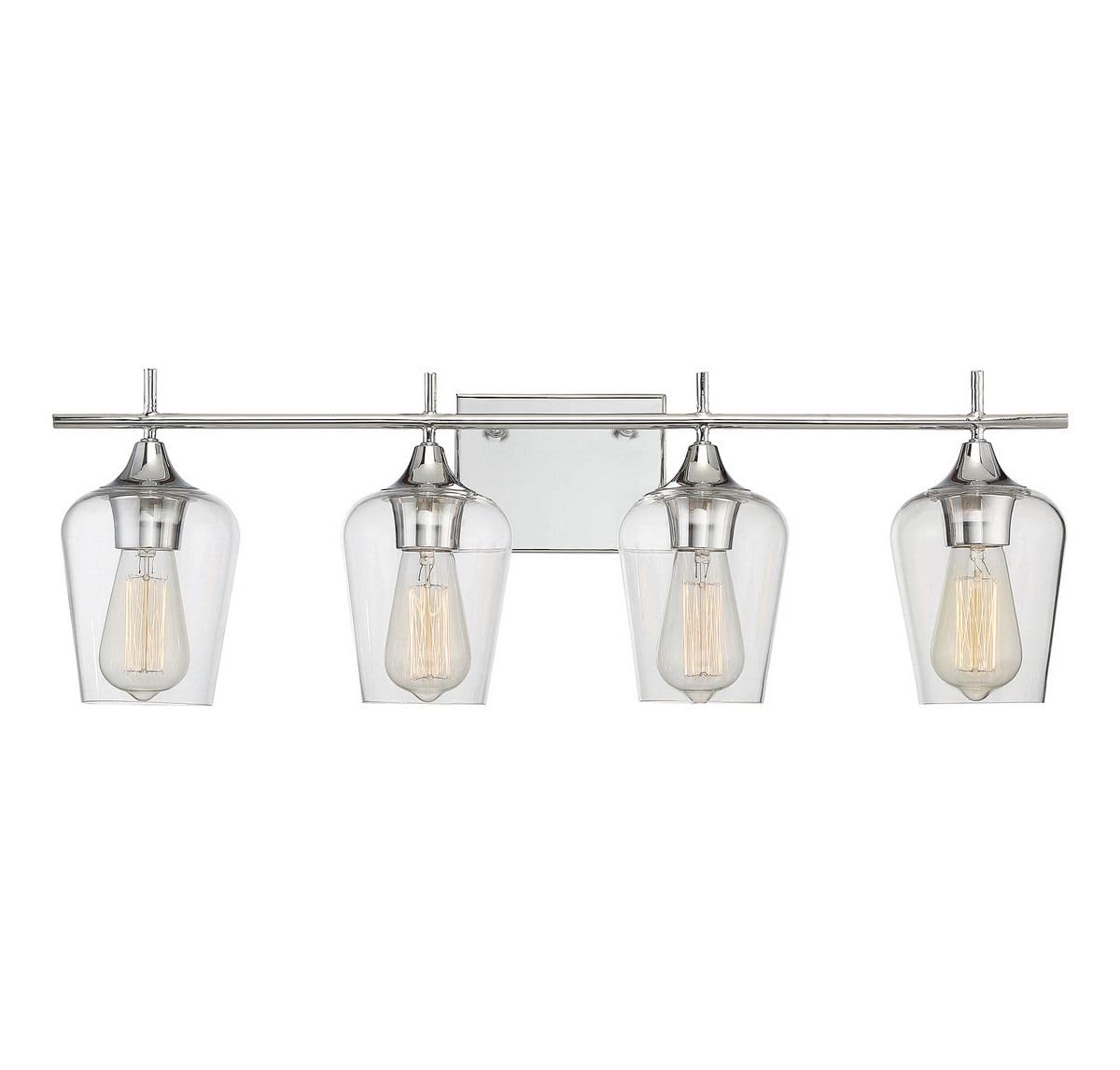 Savoy House 8-4030-4-11 Octave Bohemian Clear Glass Bathroom Vanity Wall Light, 4-Light 240 Total Watts, 10 H x 29 W, Polished C