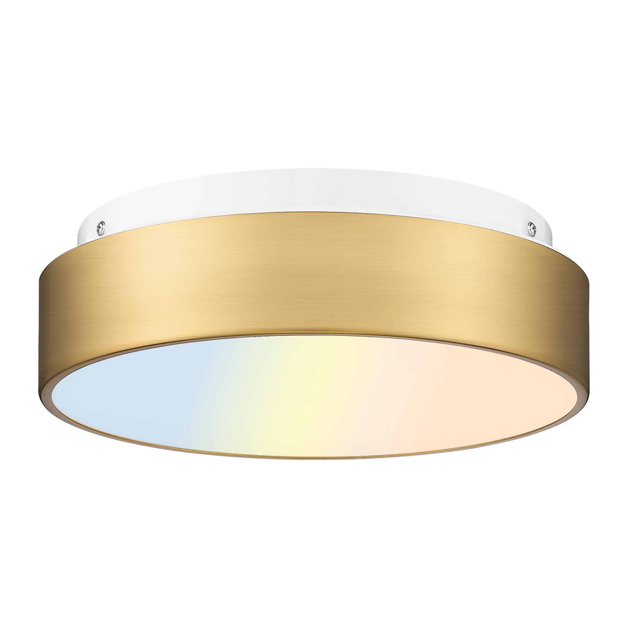 Autelo Led Close To Ceiling Light Fixture 12'' Led 18W Flush Mount Ceiling Light Fixtures With Frosted Glass Shade In Brass Fini