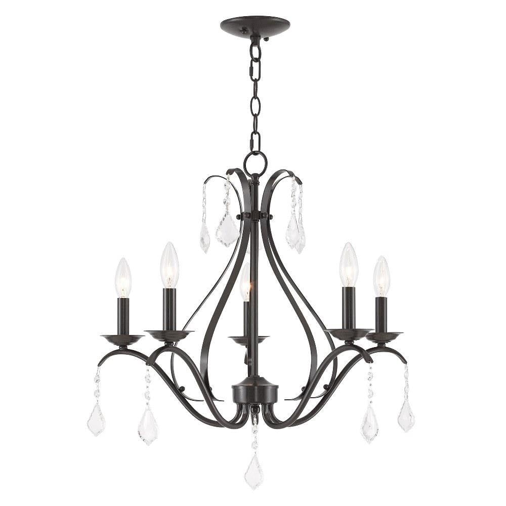 Livex Lighting 40845-92 Transitional Five Light Chandelier From Caterina Collection Dark Finish, English Bronze