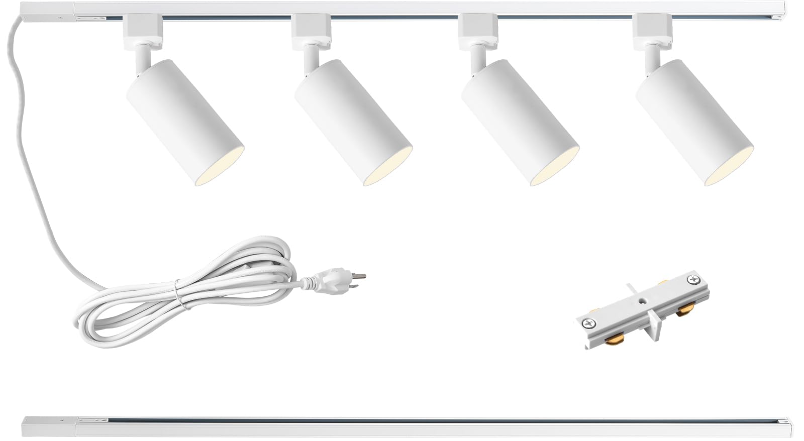 Lraemxg Plug In Track Lighting With Power Cord, 4-Light Gu10 Track Lighting Kit With 3.3Ft H Type Track Lighting Rails, Modern Kitchen Led Track Lighting Fixtures Ceiling Spot Light, White (No Bulbs)