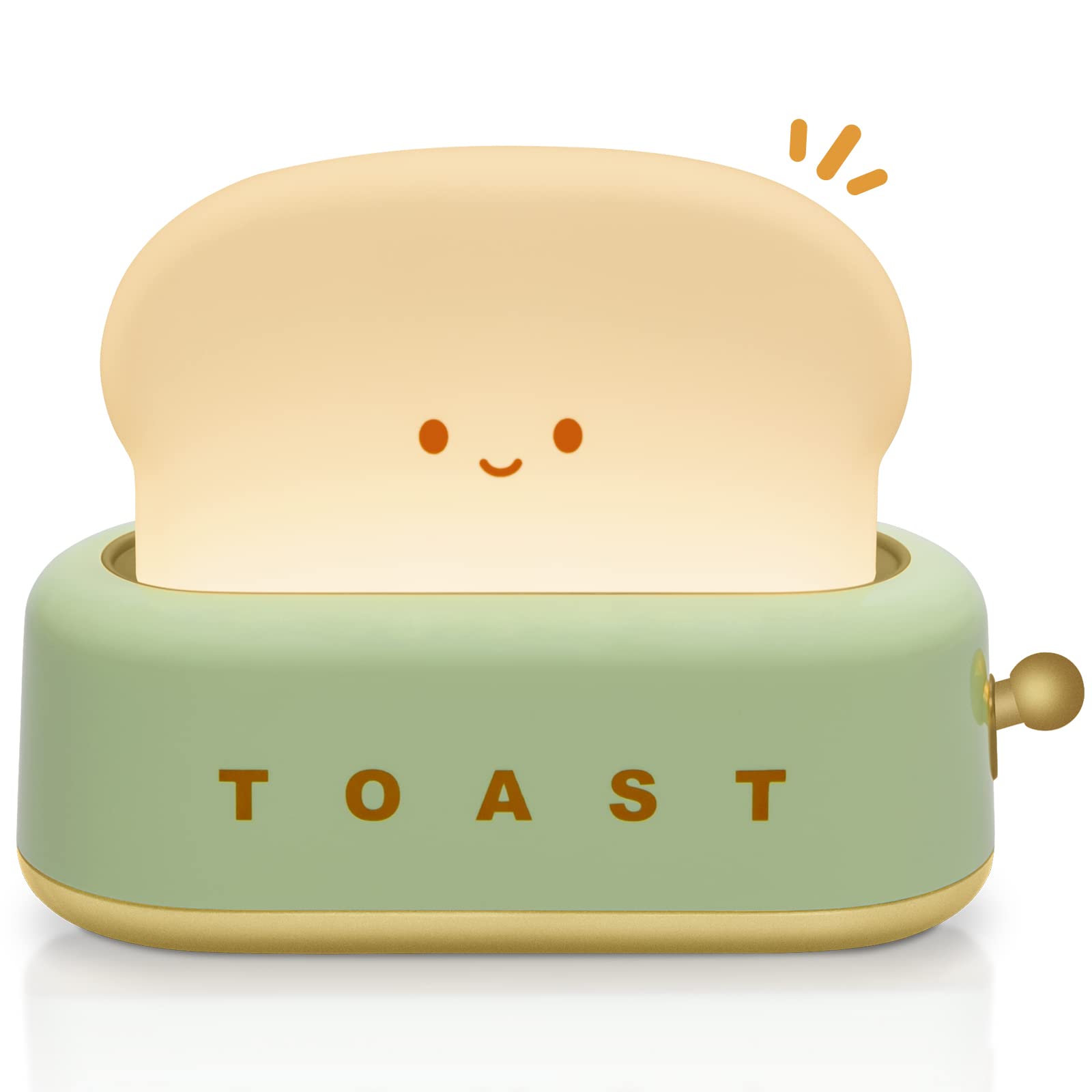 TOOGE Desk Decor Cute Toast Lamp Small Desk Lamp Night Light for Kids Rechargeable with Smile Face Kawaii Decor for Bedroom, Tab