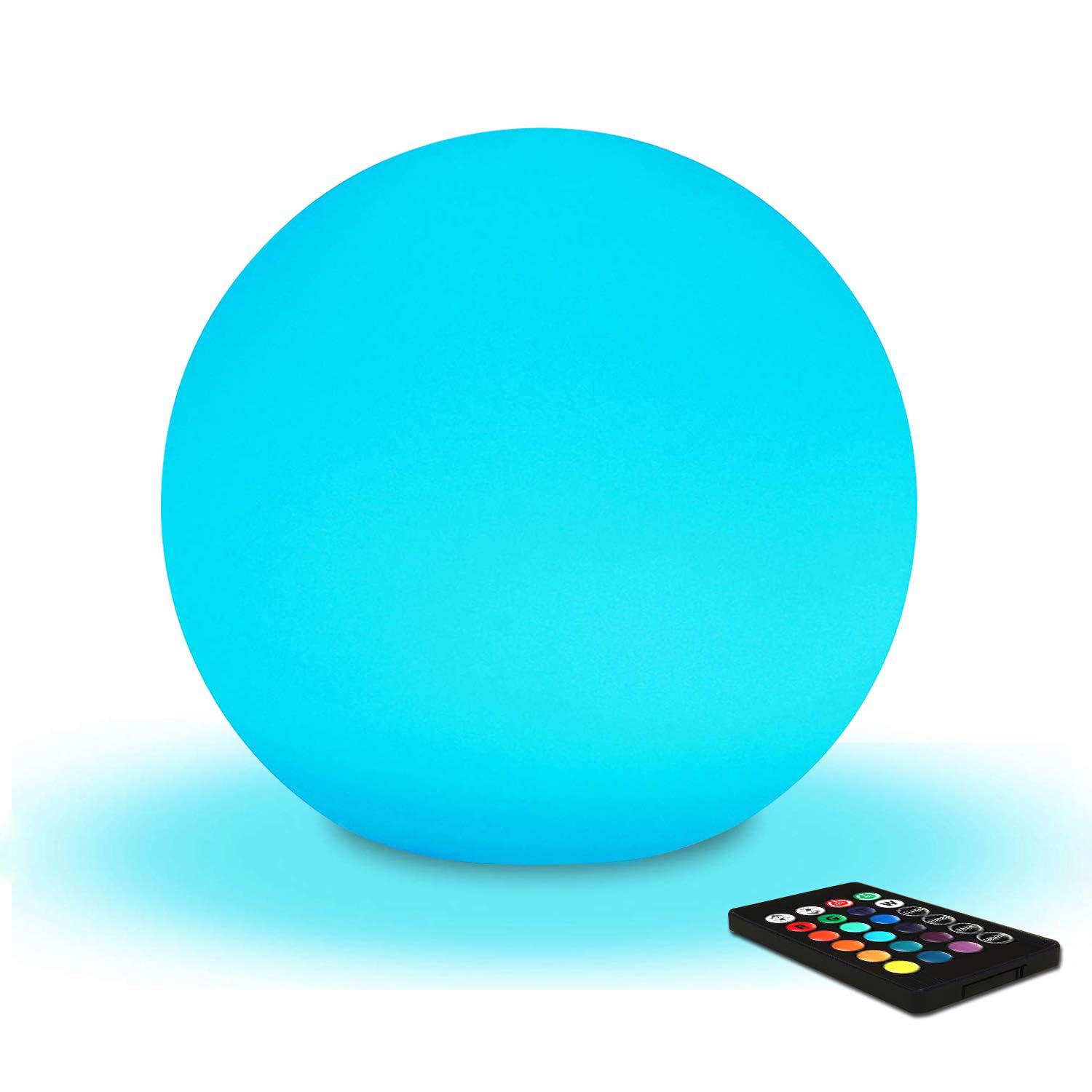 COPU Globe Floor Lamp - 14-Inch LED Ball Light, RGB Color Changing, Dimmable, Waterproof, Rechargeable, White