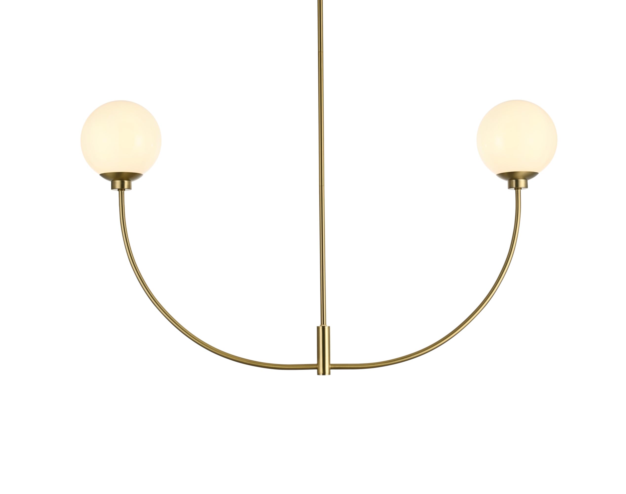 Living District Nyomi 24&quot; 2-Light Satin Gold/White Metal/Glass Chandelier