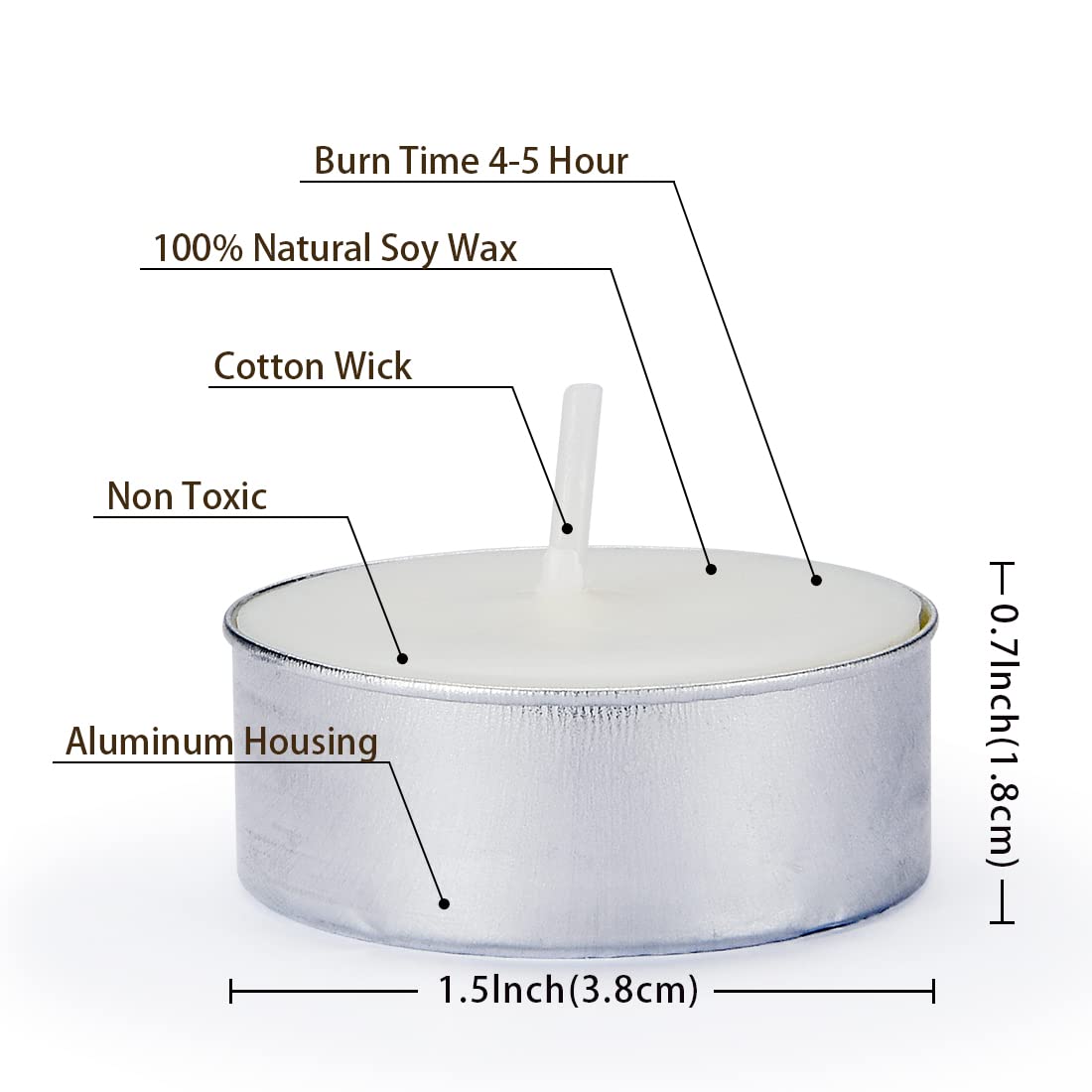 DEYBBY Natural Soy Wax Tealight Candles, 100 Pack UnScented Tea Candles - 4 Hour Burn Time, Perfect for Home, Events, and Relaxation