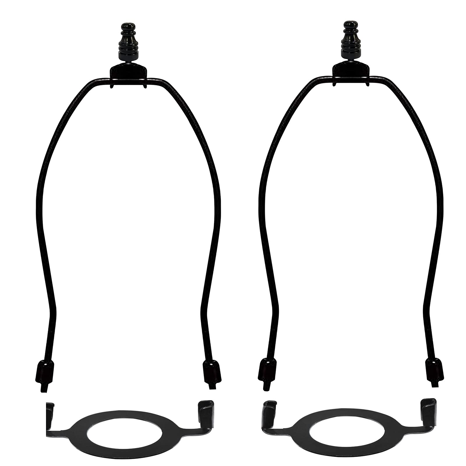 GIGIVOSHA Adjustable Lamp Shade Harps Holder Kit - 10 Inch - Black - E26 UNO Light Base - 2 Pack for Table and Floor Lamps