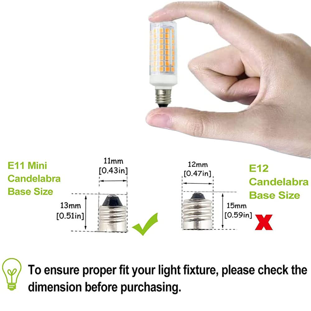 Haoguais 2-Pack Led E11 Bulbs  E11 Mini Candelabra Base  Warm White 3000K 75W Halogen Equivalent  120V 7W Jd T3 T4 Corn Bulb Indoor Lighting