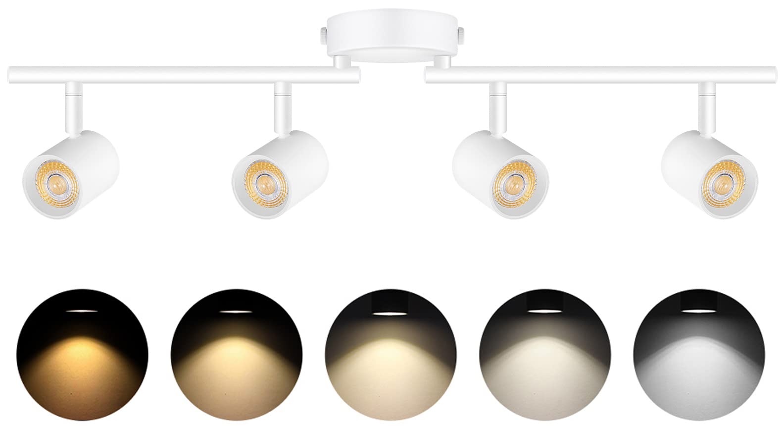 VANoopee 5-Color 4 Light LED Track Lighting Fixtures Ceiling for Kitchen, Dimmable Track Lighting Kit, Ceiling Spotlight Flush M