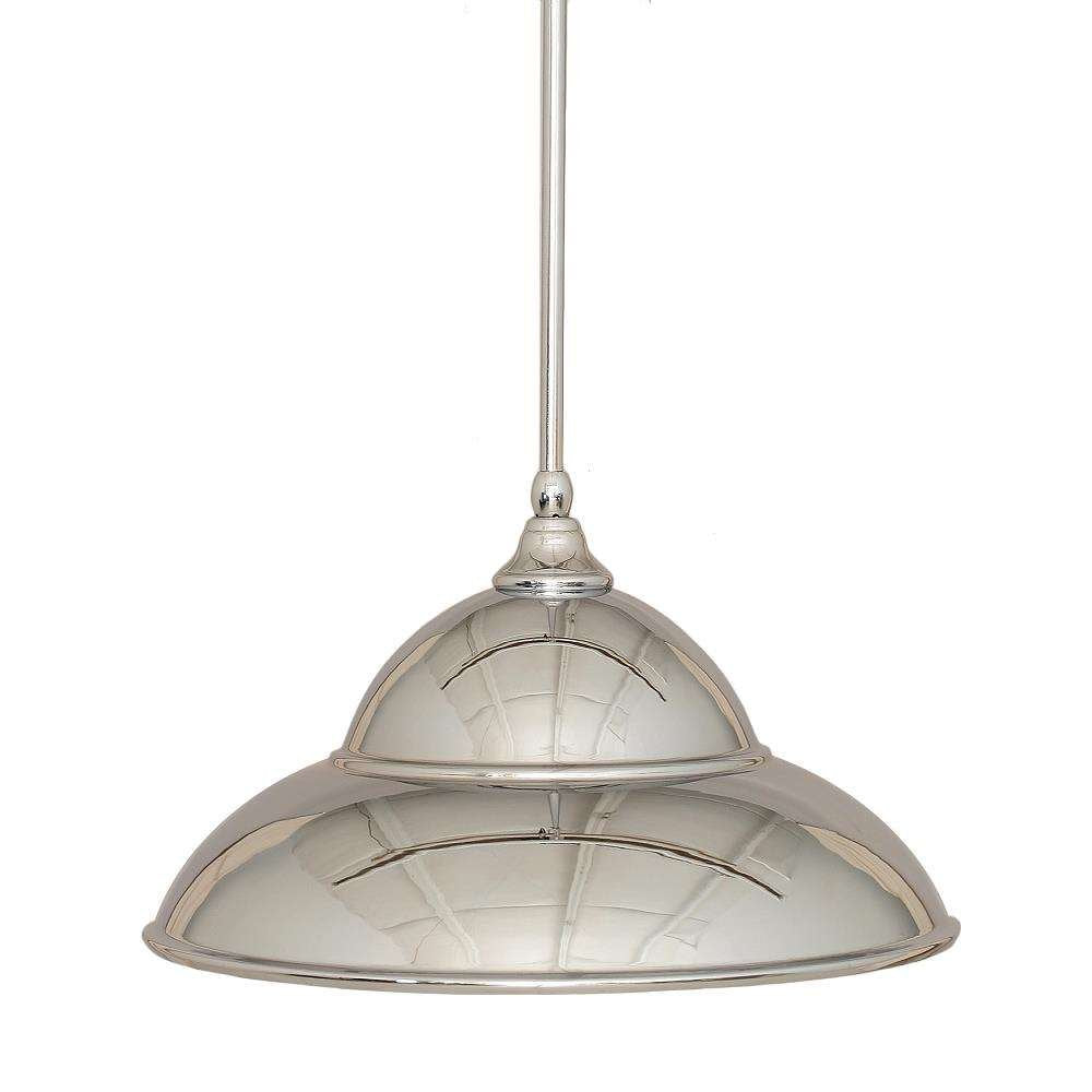 Toltec Lighting 23-Ch-429 Stem Mini Pendant With Hang Straight Swivel With 16&quot; Chrome Double Bubble Metal Shade, Chrome Finish