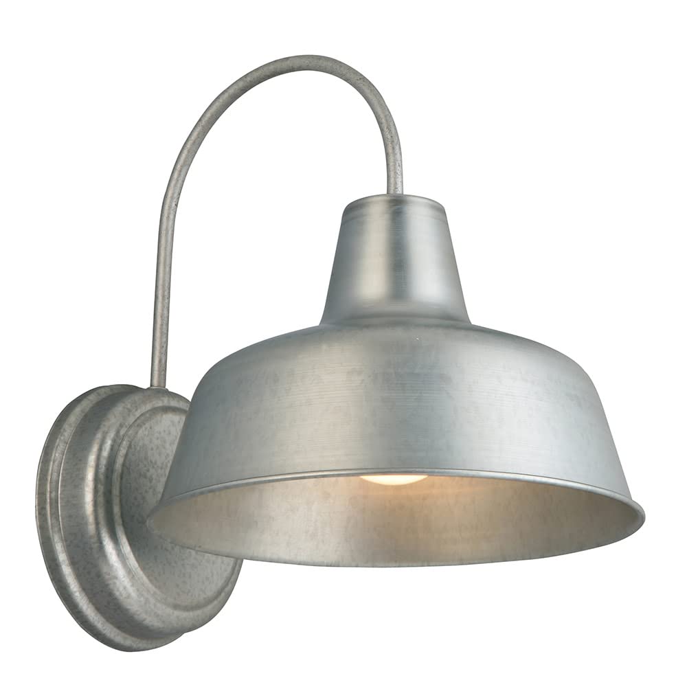 Design House Mason Barn Light, 10-Inch, Larger Version, Galvanized, Indoor/Outdoor Wall Mount, Model 579383, Modern Industrial Farmhouse