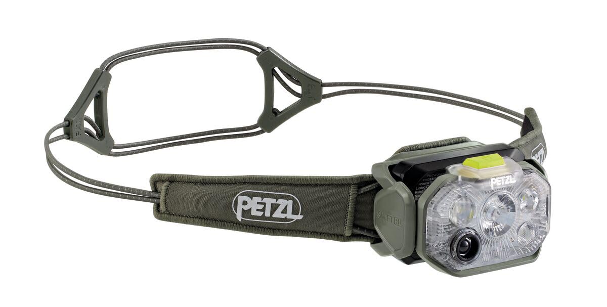 PETZL Swift RL Headlamp - Lightweight & Rechargeable 1200 Lumen Headlamp - Desert Green