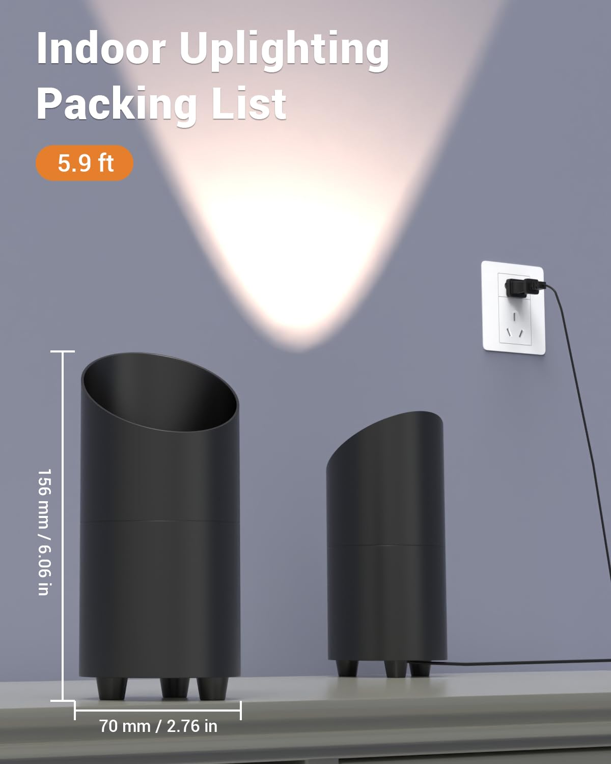 Abovizo LED Floor Can Lights 2 Pack - Dimmable Indoor Uplighting, Remote, Timer, 3 Color Temps, Black, Metal, Model AB00/07M