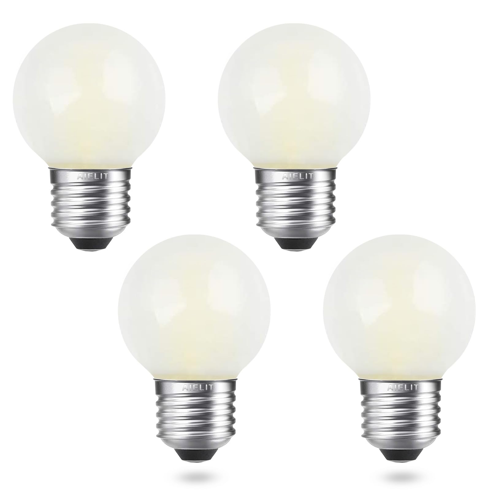 AIELIT LED 25 Watt Equivalent Frosted Light Bulbs, Daylight White 5000K, 2W Dimmable Globe Bulb, E26 Medium Screw Base LED Ediso