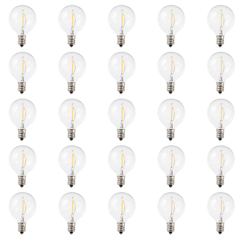 EZLS 25 Warm White G40 LED Filament Bulbs - Patio String Light Replacement Bulbs