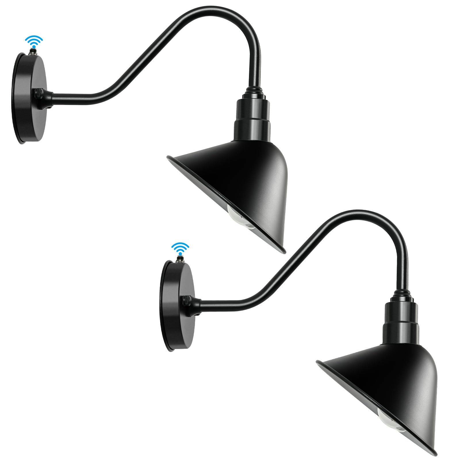 METOJIA Gooseneck Barn Sign Light - 8 Inch Dome Shade, Metal, Blck Exterior White Interior, Model Sign Light 8-0001, 2PCS