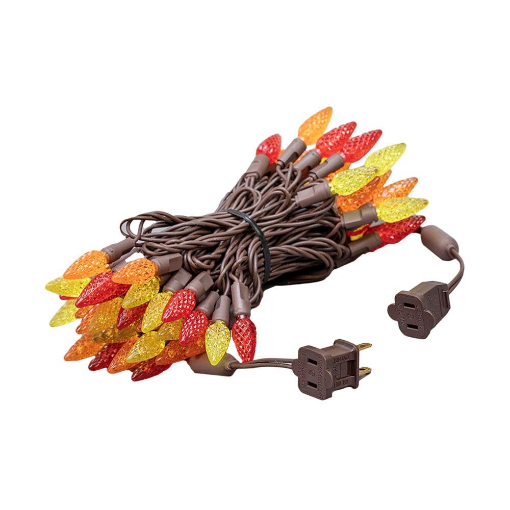 Novelty Lights 24Ft 70 Led C6 Led Thanksgiving String Lights  Outdoor Christmas Tree Commercial Grade Led String Lights  Permanent Christmas Lights Outdoor Tree Decorations (Yellow/Red/Orange)