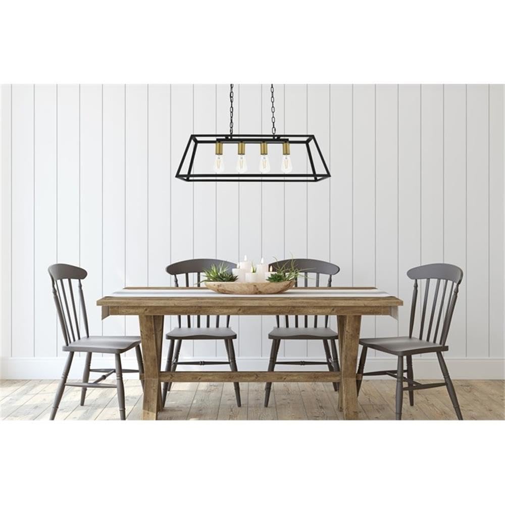Living District Resolute 4-Light Metal Pendant in Brass/Black