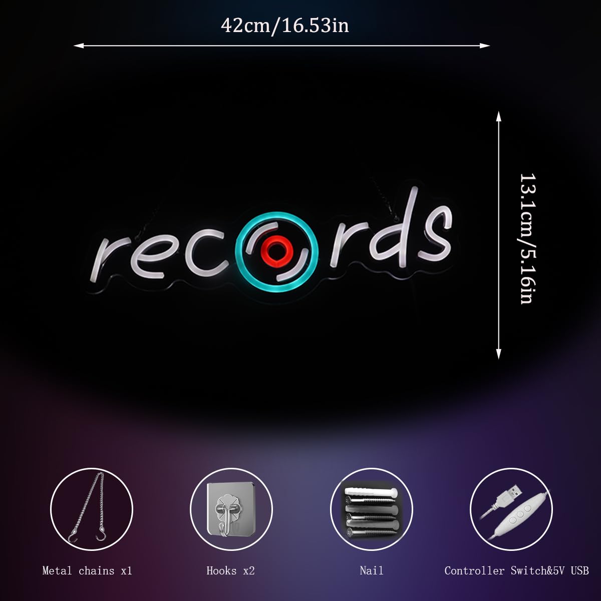 Records Led Sign  Recorder Neon Light  Disc Player Neon Sign  Recording Led Light  Music Show Studio Room Wall Decor  Vinyl Disc Neon Light Bedroom Game Room Wall Art Christmas Birthday Gift