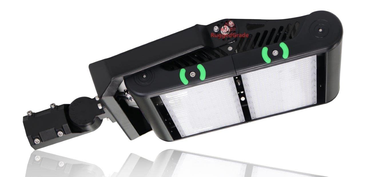 RuggedGrade 500W - Icon Pro III Series LED Sport Lights - 70 000 Lumens - Bright White 5000K Black Housing - Slip Fit Mount - 10KV Surge - 90 and 40 Lenses - DLC 5.1 Enhanced